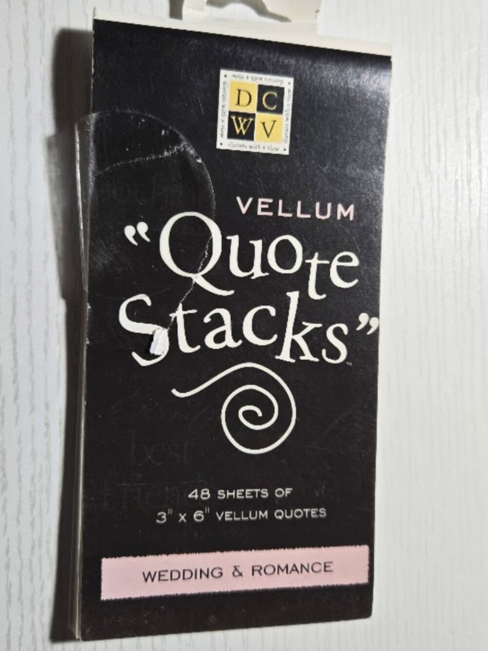 DCWV Vellum Quote stacks 42 sheets Wedding & Romance theme acid / lignin free